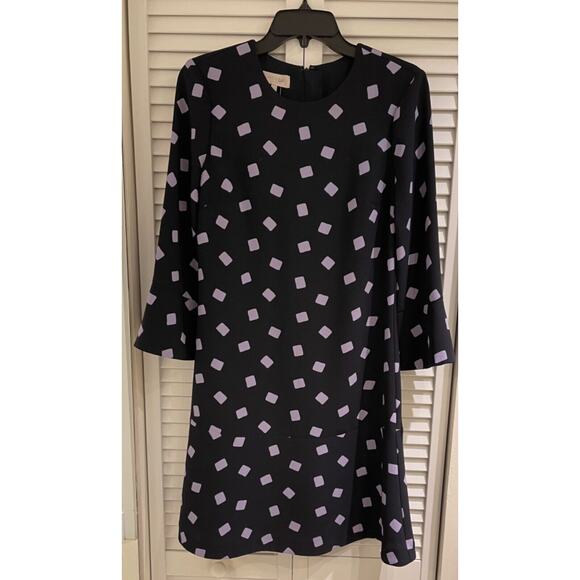 HOBBS New York Women's Dress Lined 4 Black w/Lilac Geometric Pattern - Picture 1 of 4